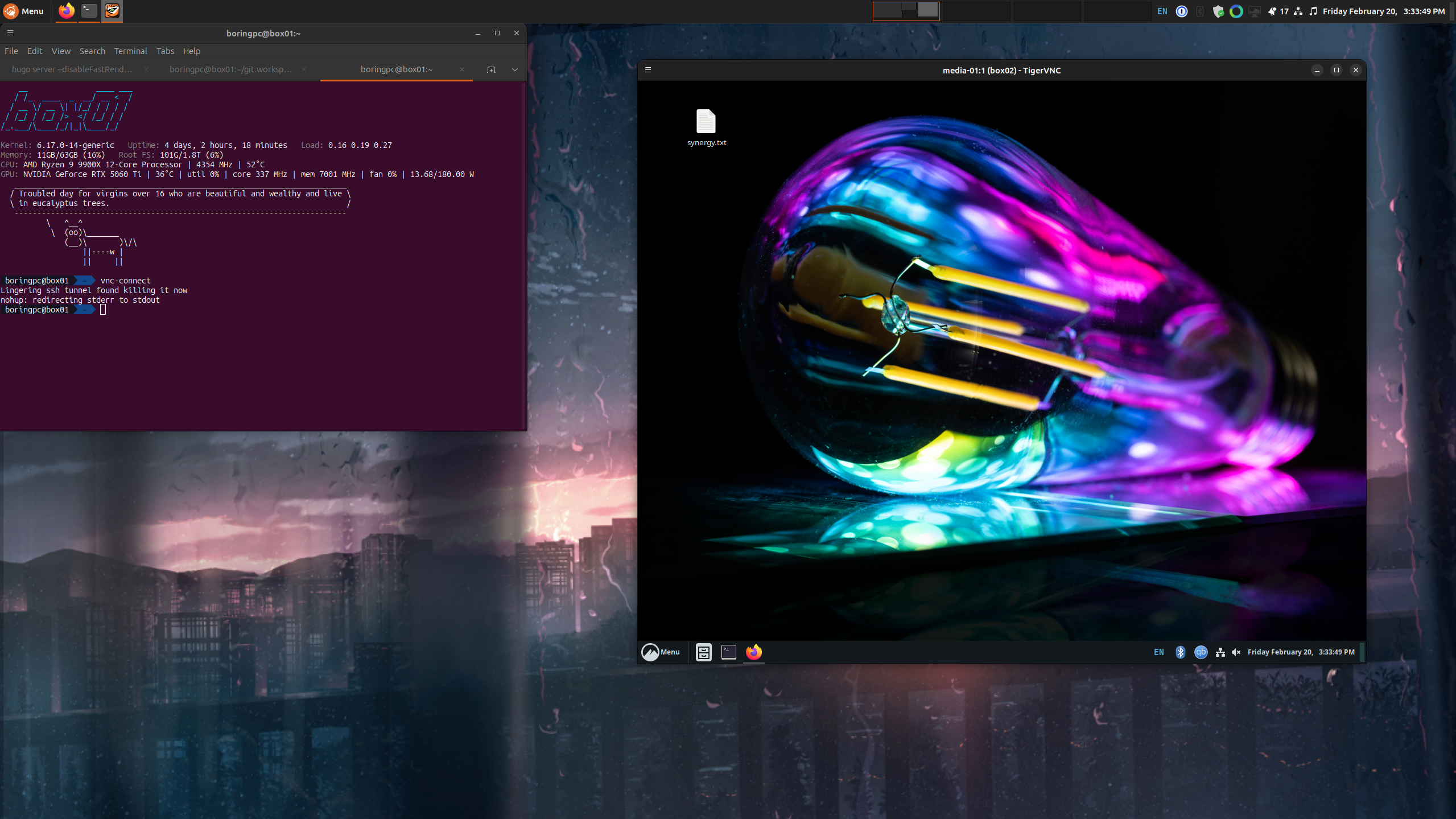 vnc-connect invocation with TigerVNC viewer